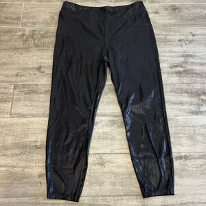 Halara SoftlyZero Faux Leather High Waisted Pocket Leggings Black Shimmer Sz XL